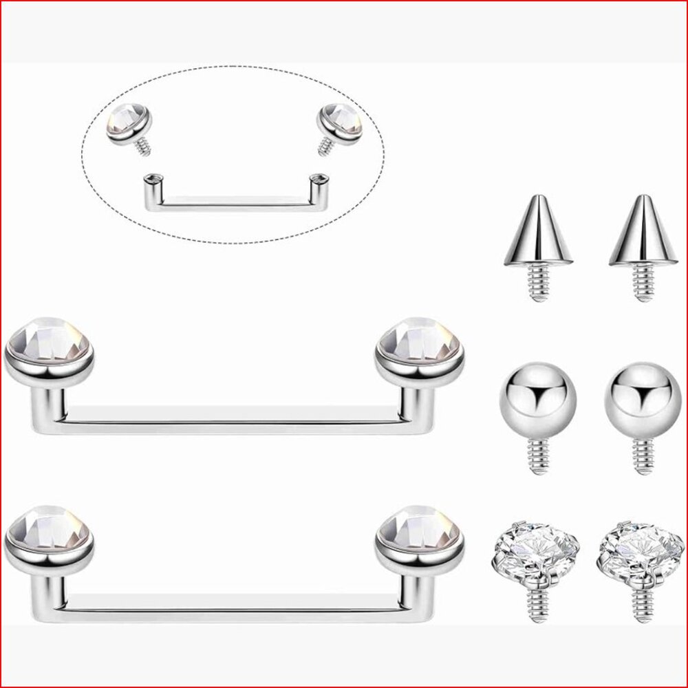 G23 Pure Titanium Staple Surface Piercing Jewelry Internally Threaded Barbells